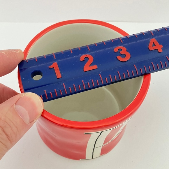 Anthropologie Monogram Coffee Mug Cup 3.5" Red Colorway Initial P Hand Painted - Picture 4 of 10